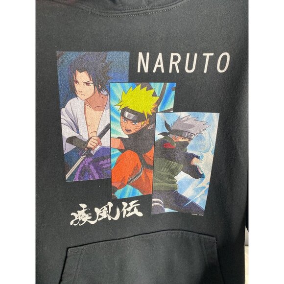 Y2K NARUTO MEN'S SHIPPUDEN 3 PANELS AND KANJI PULLOVER SWEATSHIRT HOODIE SZ S - Picture 3 of 6
